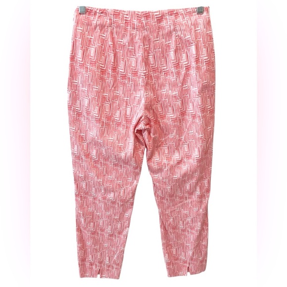 Peserico Cotton Cropped Side Zip Textured Pants Pink White Sz 8 Made In Italy - Picture 4 of 5